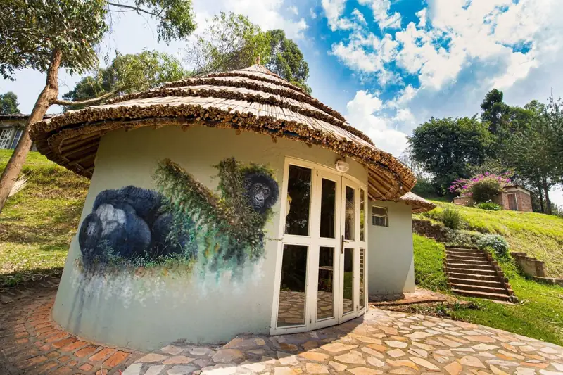 Thatched cottage at Birdnest Resort on Lake Bunyonyi