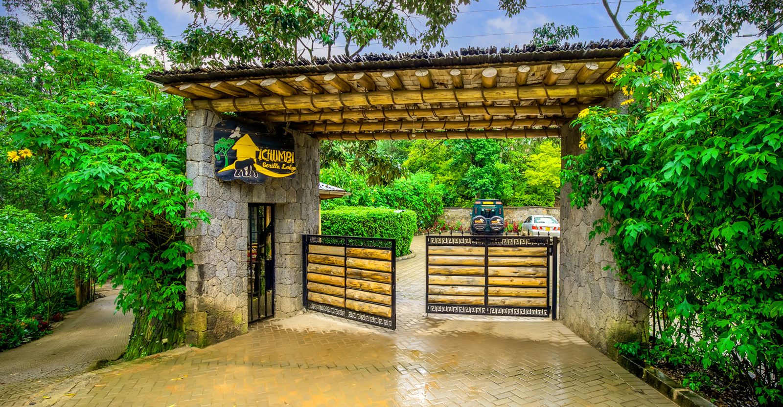Stone gateway of Ichumbi Gorilla Lodge